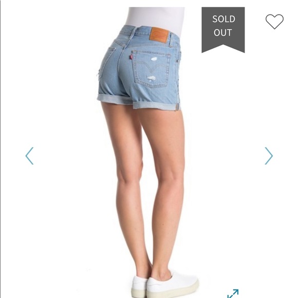 Levi’s 501 Mid-Rise Distressed Cuff Denim Shorts - Picture 2 of 4